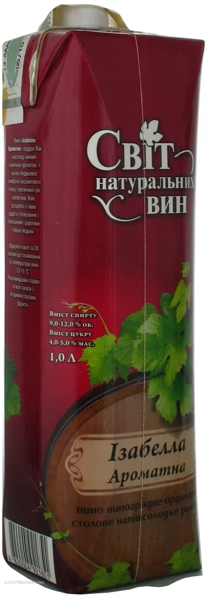 Rose Wine Mir Naturalnykh Vin Izabella Aromatic Semi-Sweet 12% 1000ml