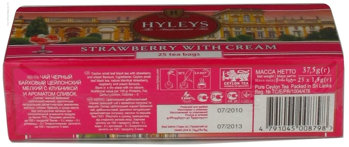 Hyleys Ceylon Black Tea with Strawberry and Cream Flavor, 25x1.5g