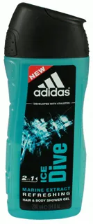 Adidas Ice Dive 3в1 гель для душу, шампунь, засіб для вмивання для чоловіків 250мл — фото 4