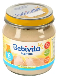 Bebivita Turkey Puree from 6 months glass jar 100g — photo 3
