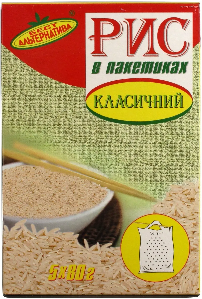 Рис Бест Альтернатива Класичний довгозернистий шліфований в пакетиках 400г