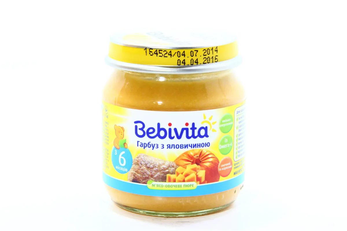 Bebivita Pumpkin Puree with Beef from 6 Months Glass Jar 100g