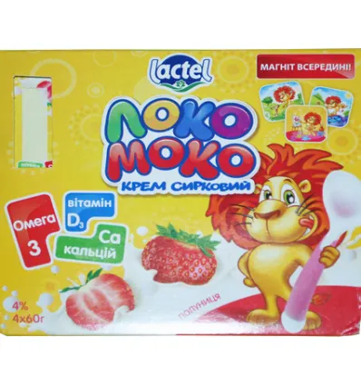 Lactel Loko Moko Strawberry Curd Cream 4% 4x60g