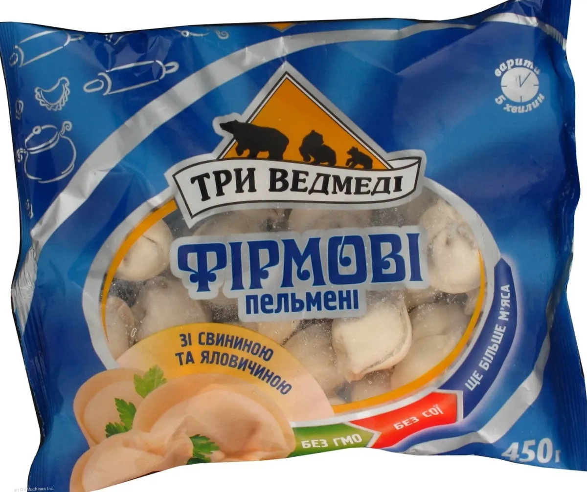 Пельмені Три ведмеді Фірмові з яловичиною та свининою 450г
