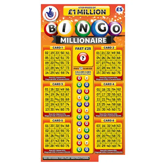 National Lottery Бінго Мільйонер Скретч-карти