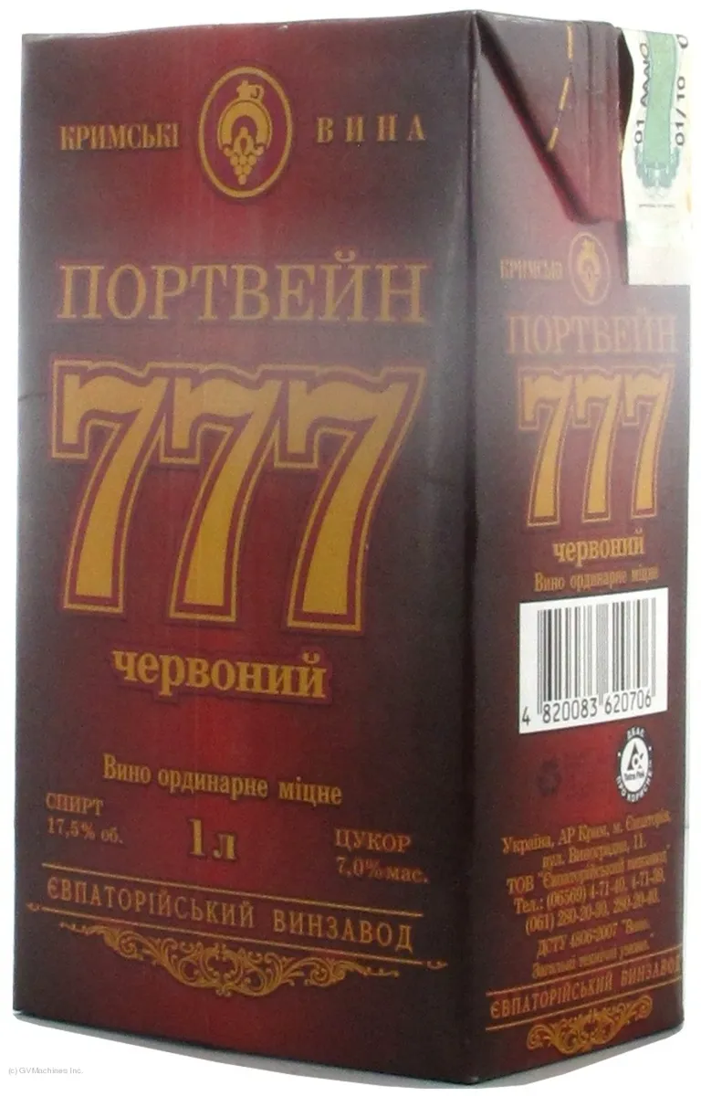 Red Wine Krym Wines Portwein 777 Red Ordinary Strong 17.5% Tetrapak 1000ml