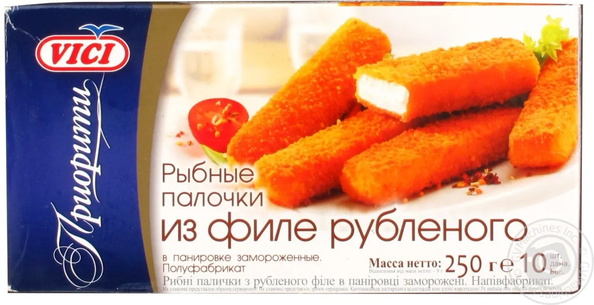 Палички Vici рибні із рубленого філе заморожені 250г