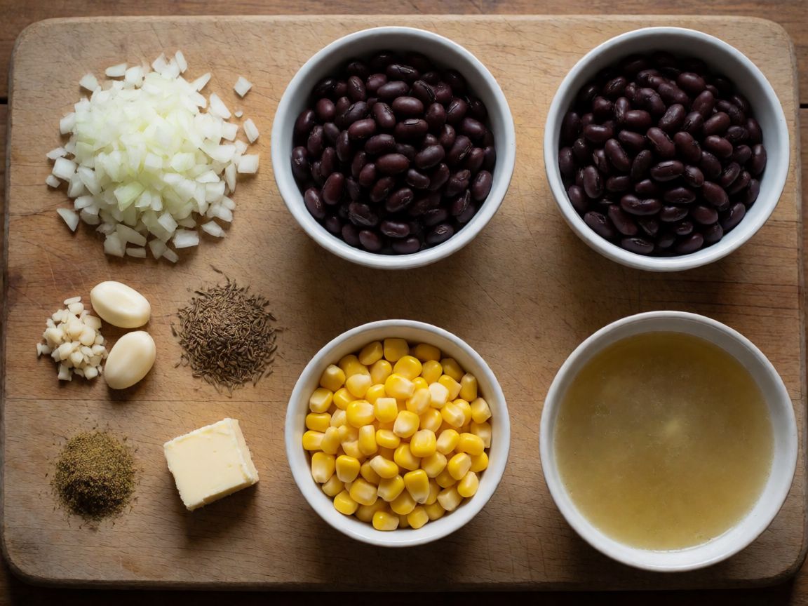 Mexican Bowl — ingredients: Onion, Garlic, Ground cumin, Ground coriander, Black beans, Vegetable stock