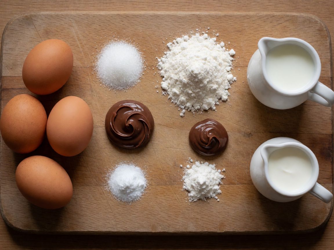 Rocher Roulade — ingredients: Eggs, Caster sugar, Nutella, Plain flour, Baking powder, Milk