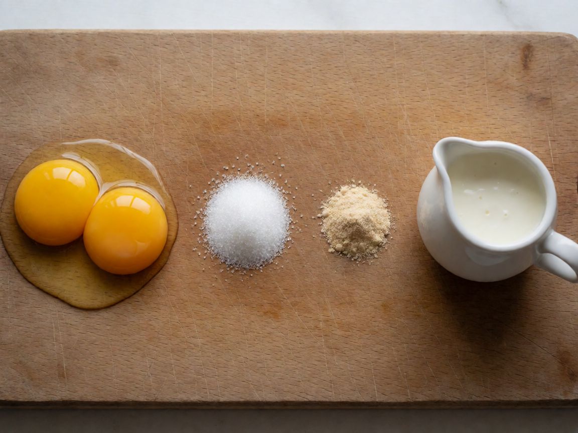 Plum Trifle in a Glass with Vanilla Cream — Vanilla cream (ingredients): Egg yolks, Sugar, Vanilla powder, Double cream