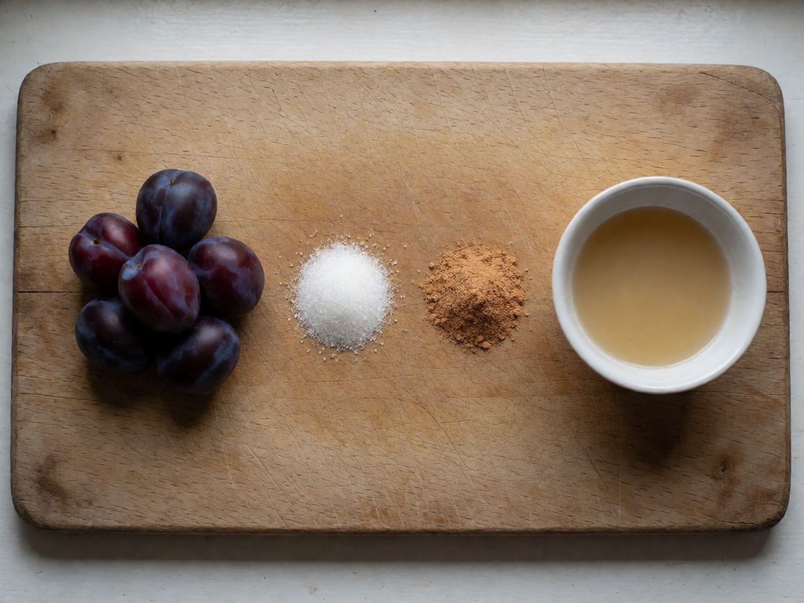 Plum Trifle in a Glass with Vanilla Cream — Roasted plums (ingredients): Plums, Sugar, Vanilla powder, Rum