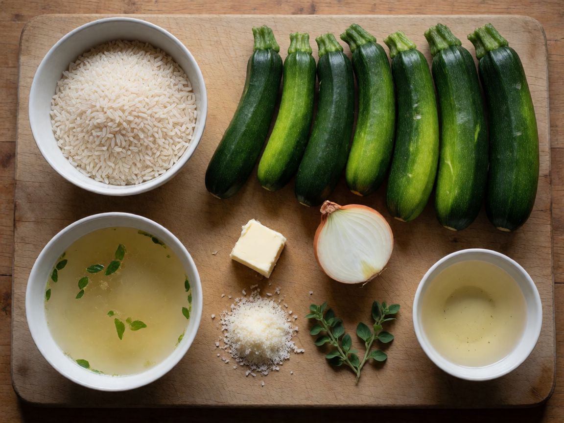 Courgettes Stuffed with Rice — ingredients: Rice, Vegetable stock, Courgette, Onion, Salt, Olive oil