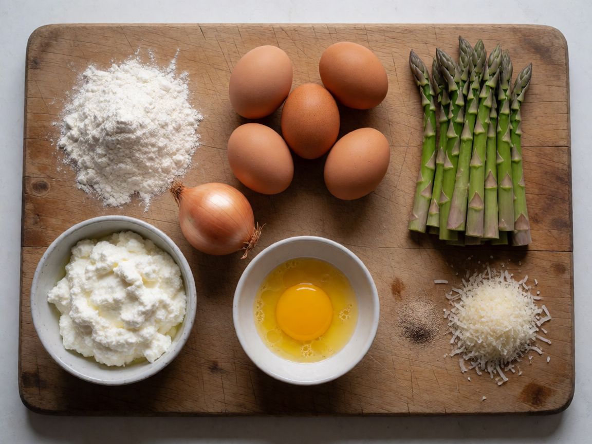Asparagus Ravioli — ingredients: Plain flour, Salt, Eggs, Asparagus, Ricotta, Onion