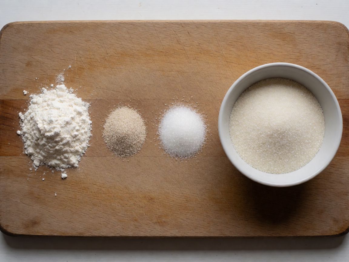 Чабатіні з семоли — інгредієнти: Борошно, Вода, Дріжджі, Цукор, Дріжджі, Вода