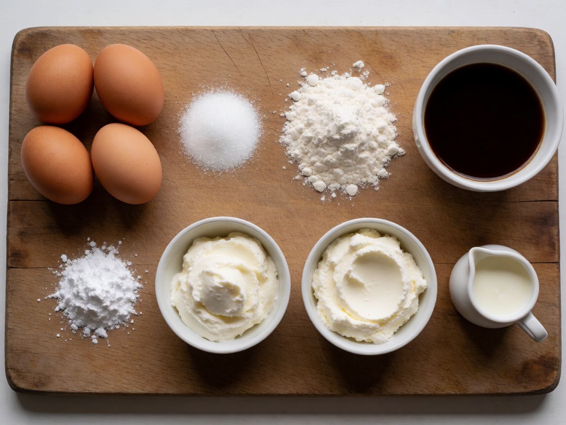 Tiramisu Cake with Sponge and Mascarpone Cream — ingredients: Eggs, Caster sugar, Potato starch, Plain flour, Coffee, Water