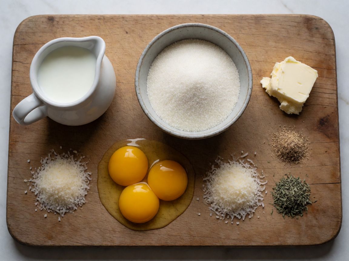 Roman-Style Semolina Gnocchi with Parmesan — ingredients: Milk, Semolina, Butter, Egg yolk, Parmesan, Pecorino Romano