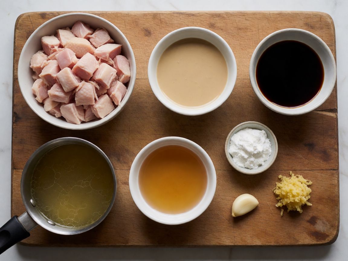 Sesame Chicken with Rice and Ginger Yoghurt — ingredients: Whole chicken, Tahini, Soy sauce, Apple cider vinegar, Stock