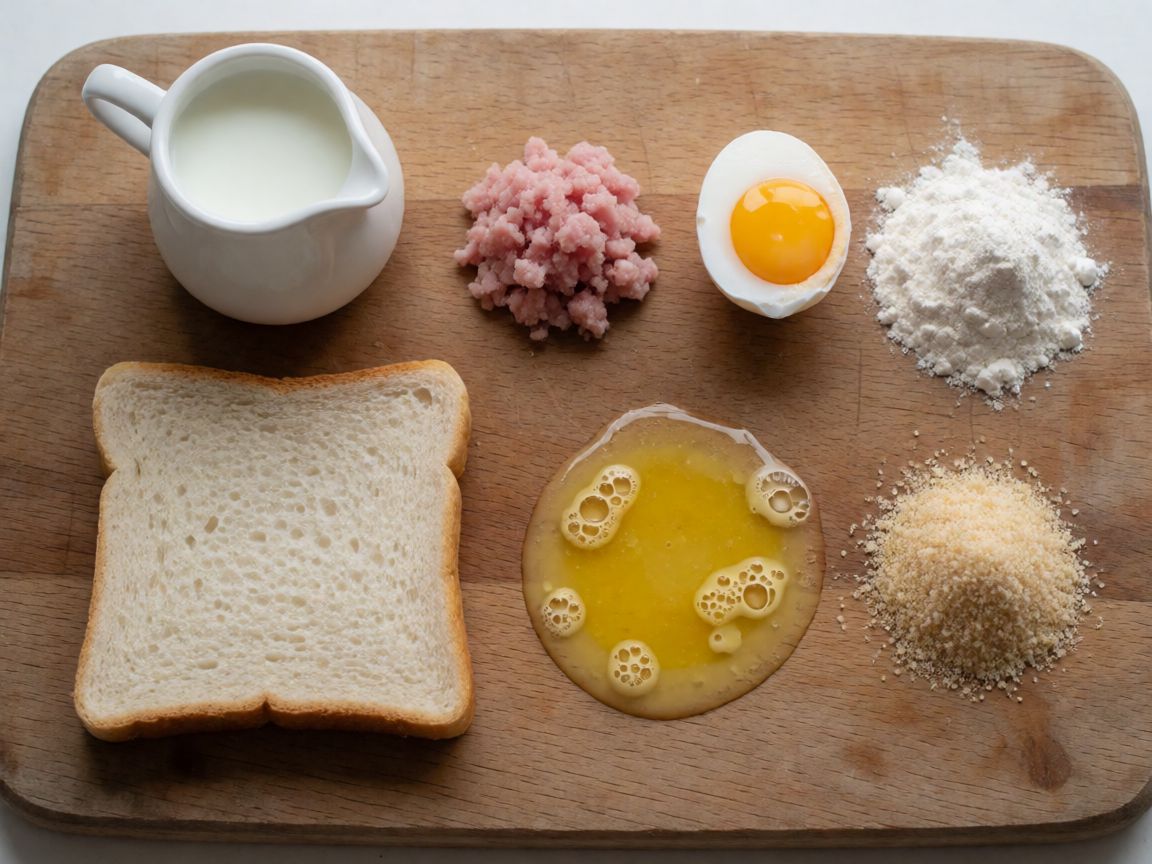 Месни кюфтета с грах и моркови в сос — продукти: Хляб, Мляко, Свинска кайма, Яйца, Сол, Черен пипер