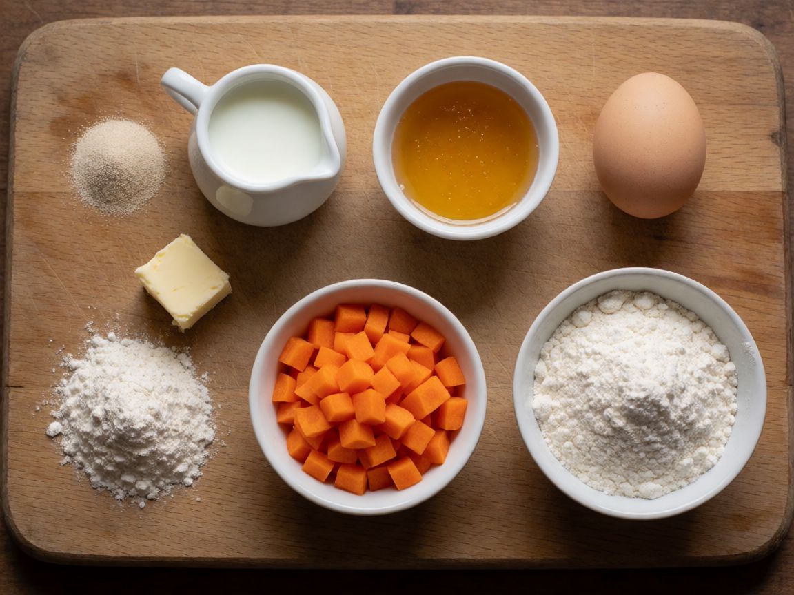 Rotllets de pastanaga amb nus — ingredients: Llevat, Llet, Mel, Oli d'oliva, Ou, Sal