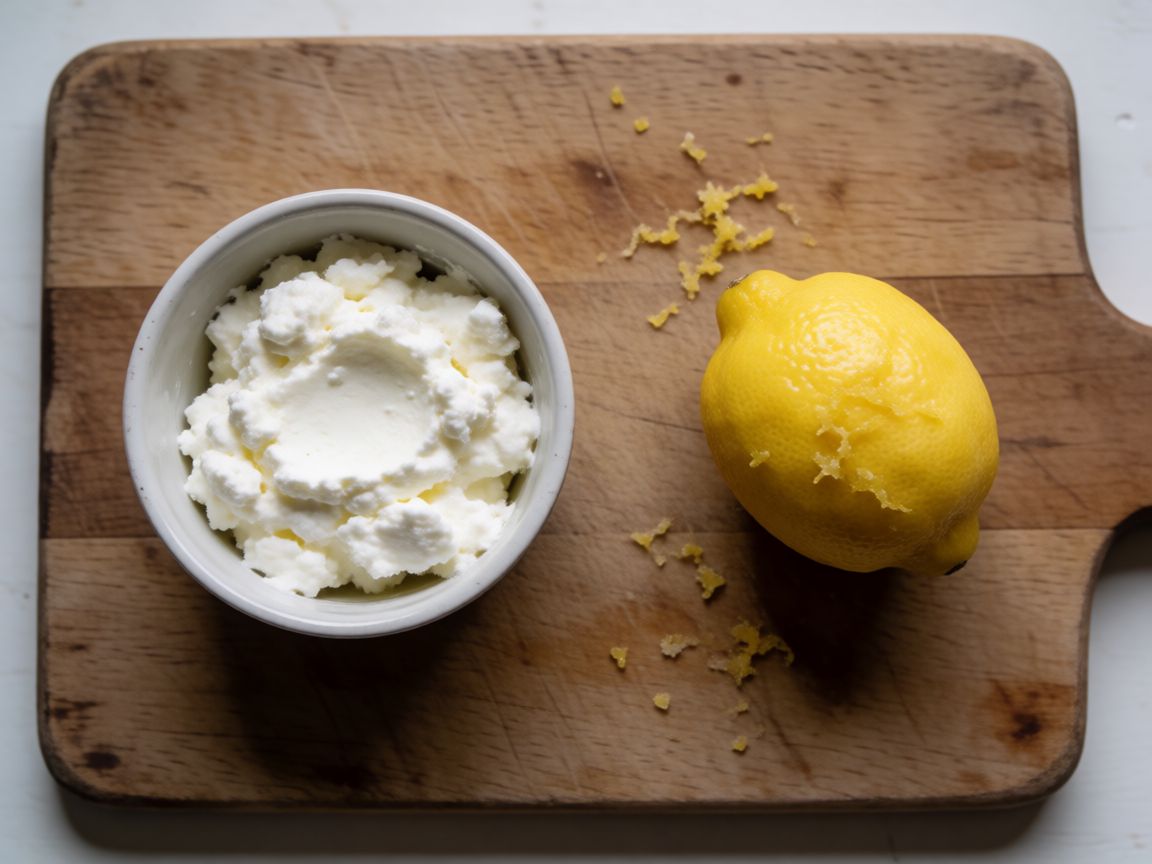 Chickpea Waffles with Roasted Tomatoes and Burrata — Ricotta cream (ingredients): Ricotta, Lemon, Olive oil, Salt, Black