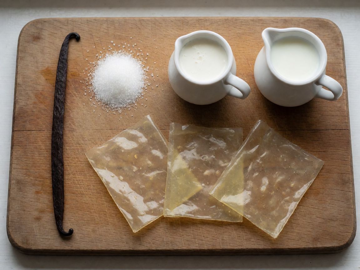 Panna Cotta with Orange and Liquorice — ingredients: vanilla pod, caster sugar, double cream, milk, gelatine leaves