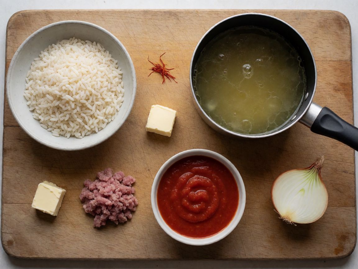 Sicilian Arancini — ingredients: Arborio rice, Vegetable stock, Butter, Saffron, Salt, Butter
