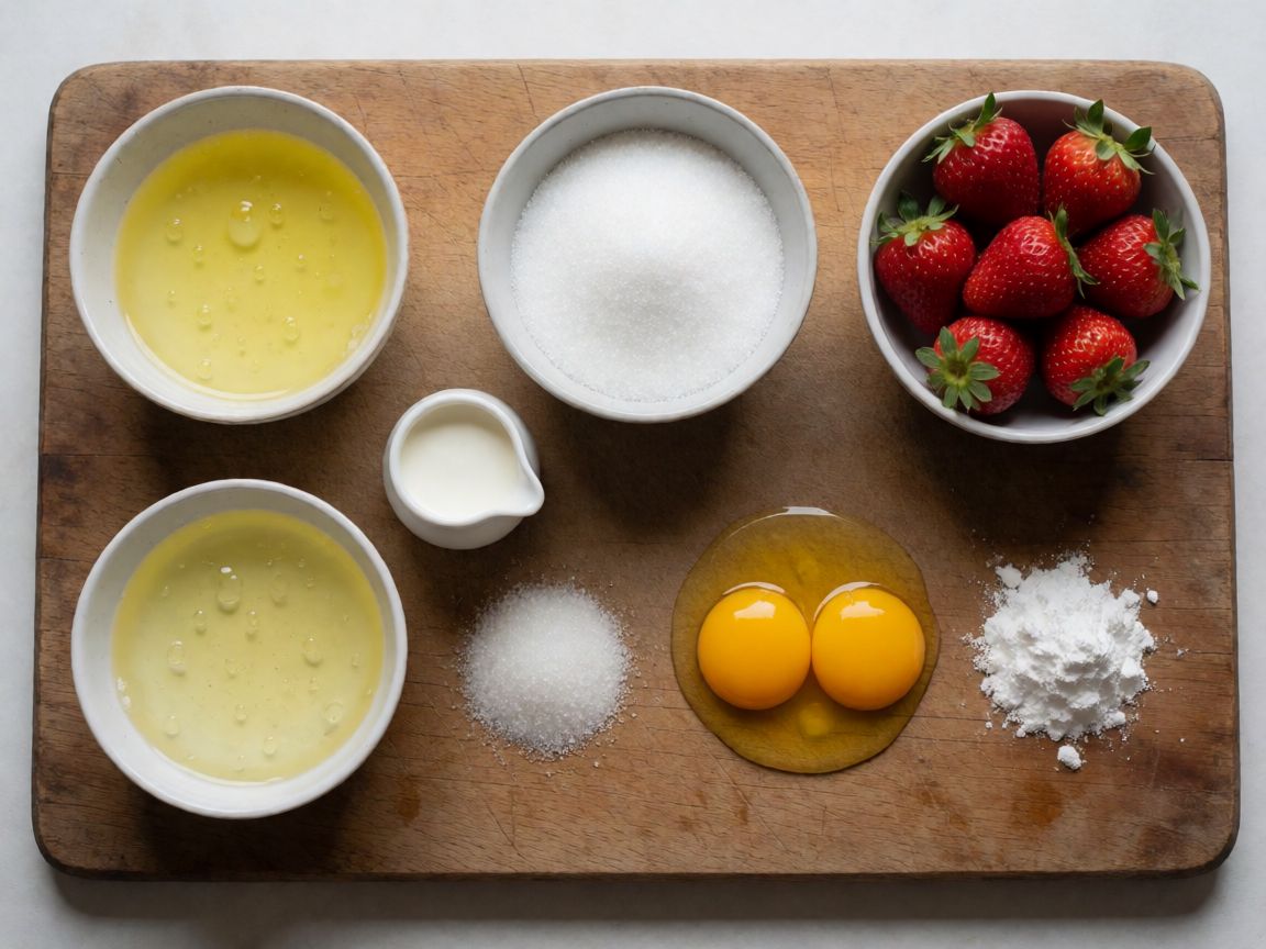 Meringue Cake with Strawberries — ingredients: Egg whites, Caster sugar, Water, Double cream, Strawberries, Egg whites